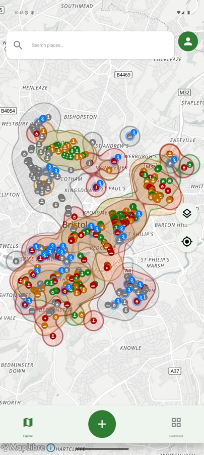 UBSightings Android app — live map of nearby green infrastructure sites